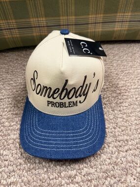 C.C Two-Tone 'Somebody's Problem' Cap - Cream & Blue Denim